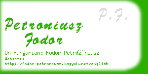 petroniusz fodor business card